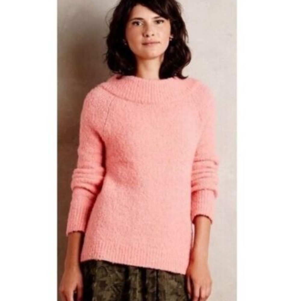 Anthropologie Pink Cowl Neck Sweater